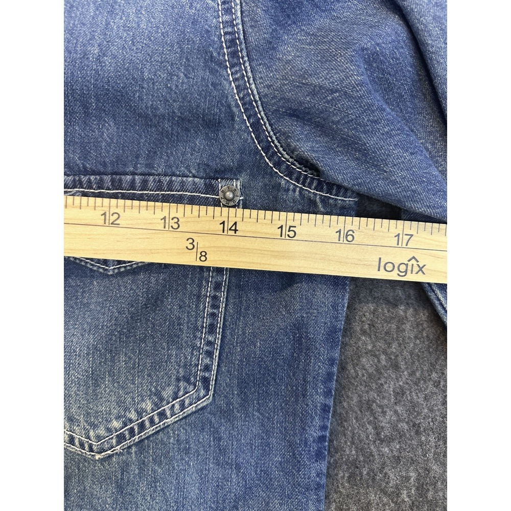 Triumph Motorcycles Denim Button Front Shirt Western Cotton Blue Women's Small - Picture 13 of 15